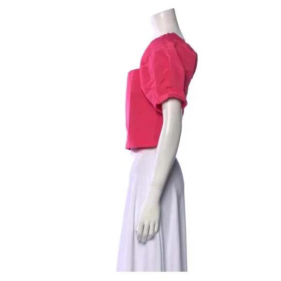 ALICE + OLIVIA Square Neckline Short Sleeve Crop Top w/ Tags Size: L | US 10 - Picture 2 of 7